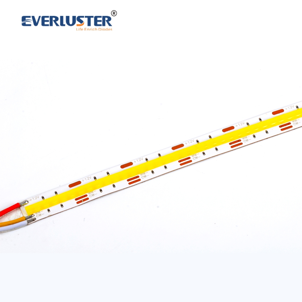 Neuer 12V Bicolor 2700-6000K CCT verstellbarer flexibler Cob-Streifen